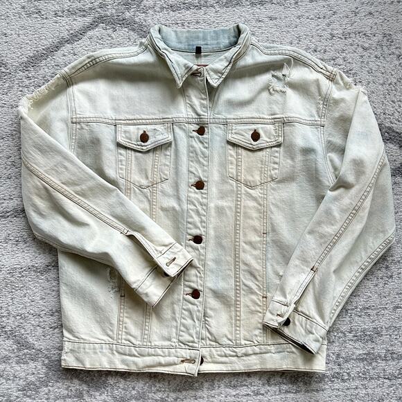 J Brand Distressed Light Wash Denim Jacket Size M - Picture 6 of 10